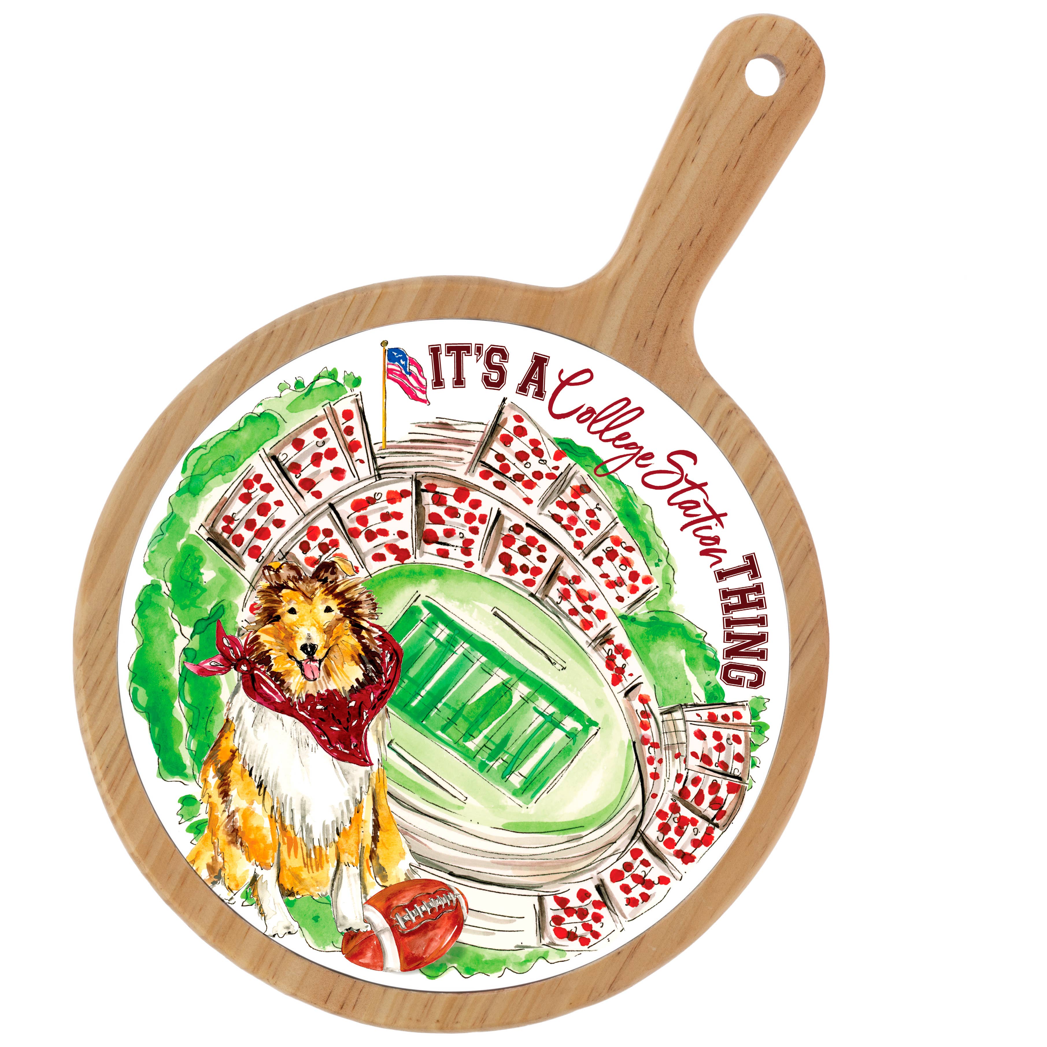 Maroon Collie Stadium Collegiate Cheese Board