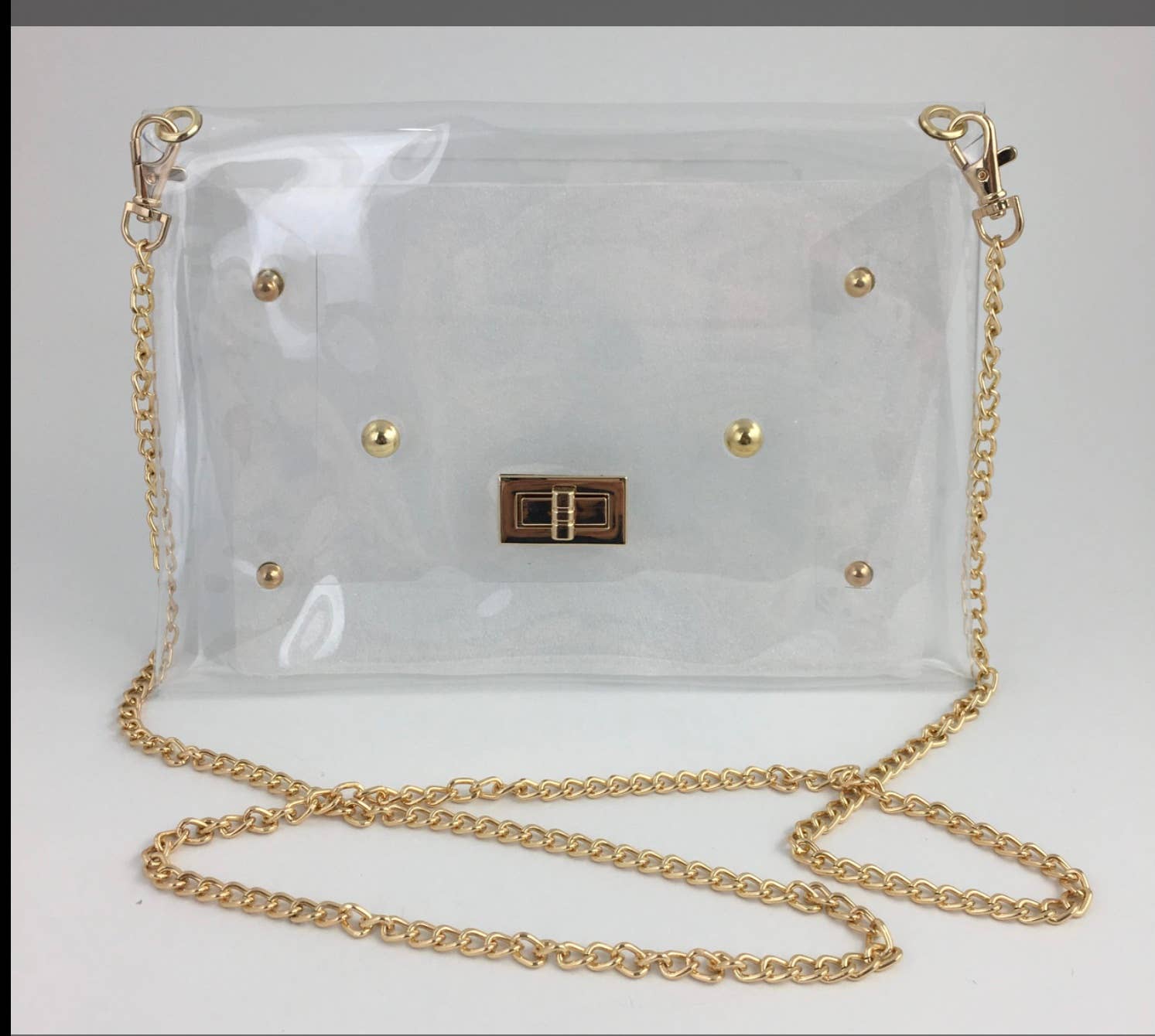 Gold chain clear bag