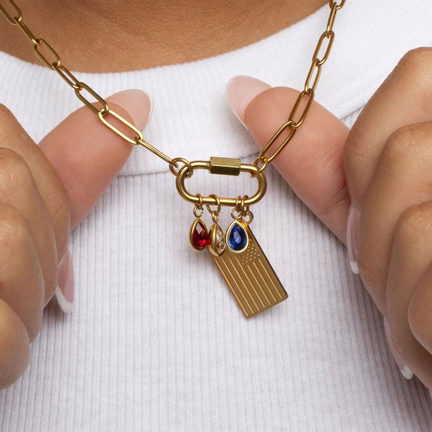 18K Gold PVD Stainless Steel Flag Charm