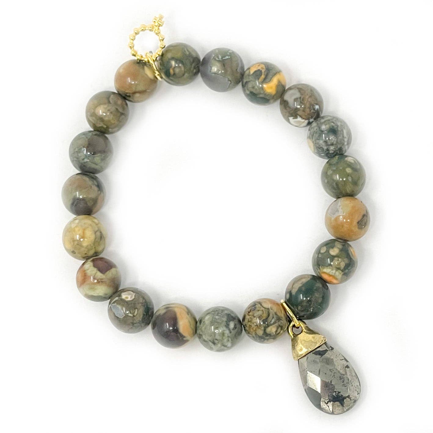 10mm California Camouflage Agate with a Pyrite Droplet