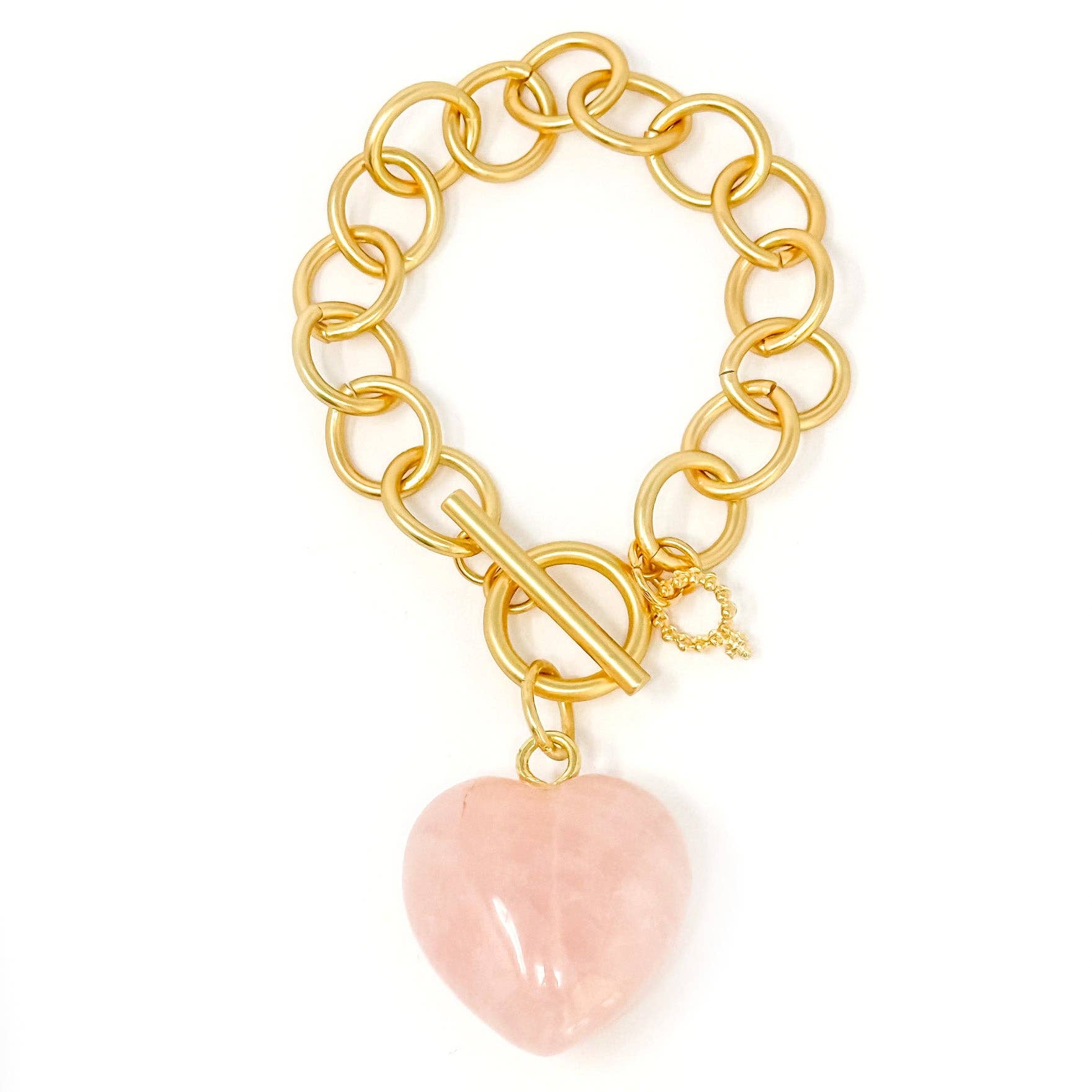 Heart & Soul Rose Quartz Heart with Circle Loop Bracelet