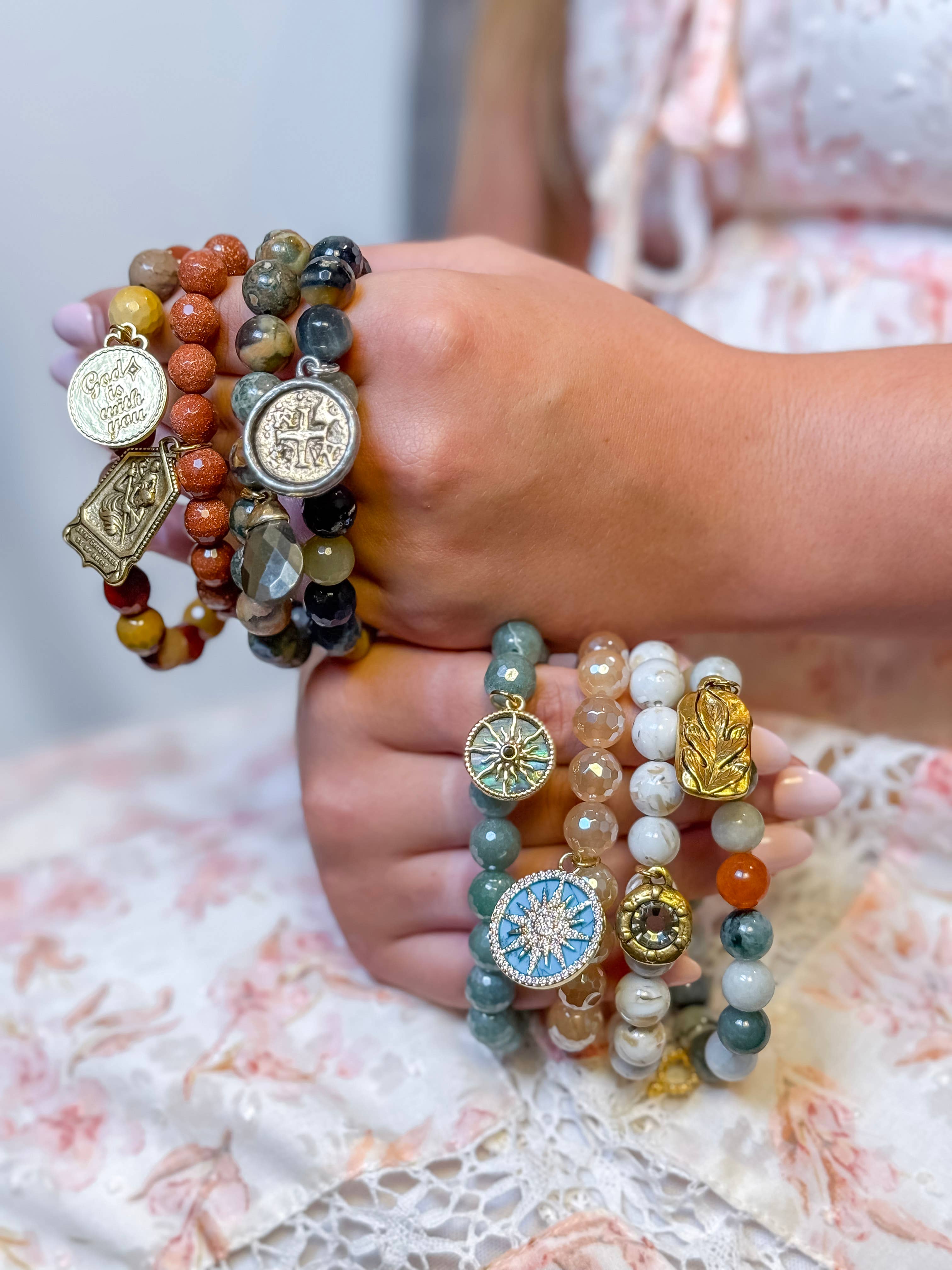 10mm California Camouflage Agate with a Pyrite Droplet