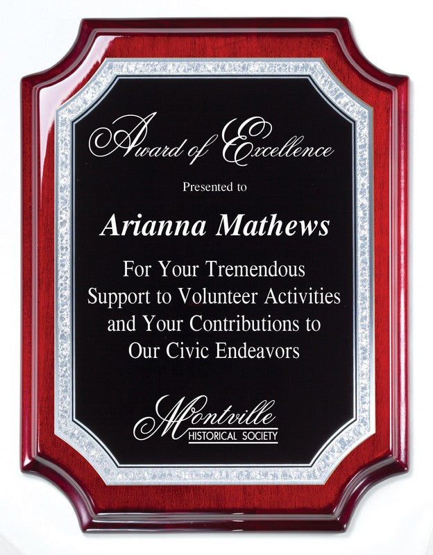 High Gloss Shield Piano Finish Rosewood Plaque