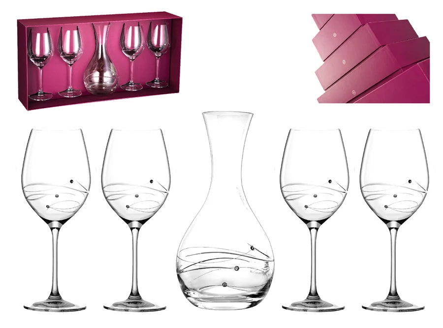 Personalized Sparkle Wine Carafe & Glass Set – 5 Piece