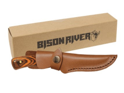 7 3/4" Fixed Blade Wood Knife with Leather Sheath