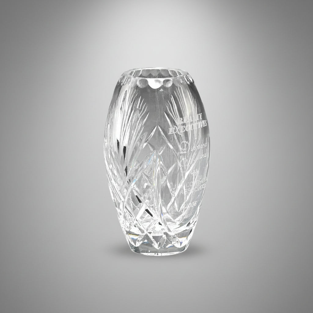 Crystal Barrel Vase-Awards & Engraving
