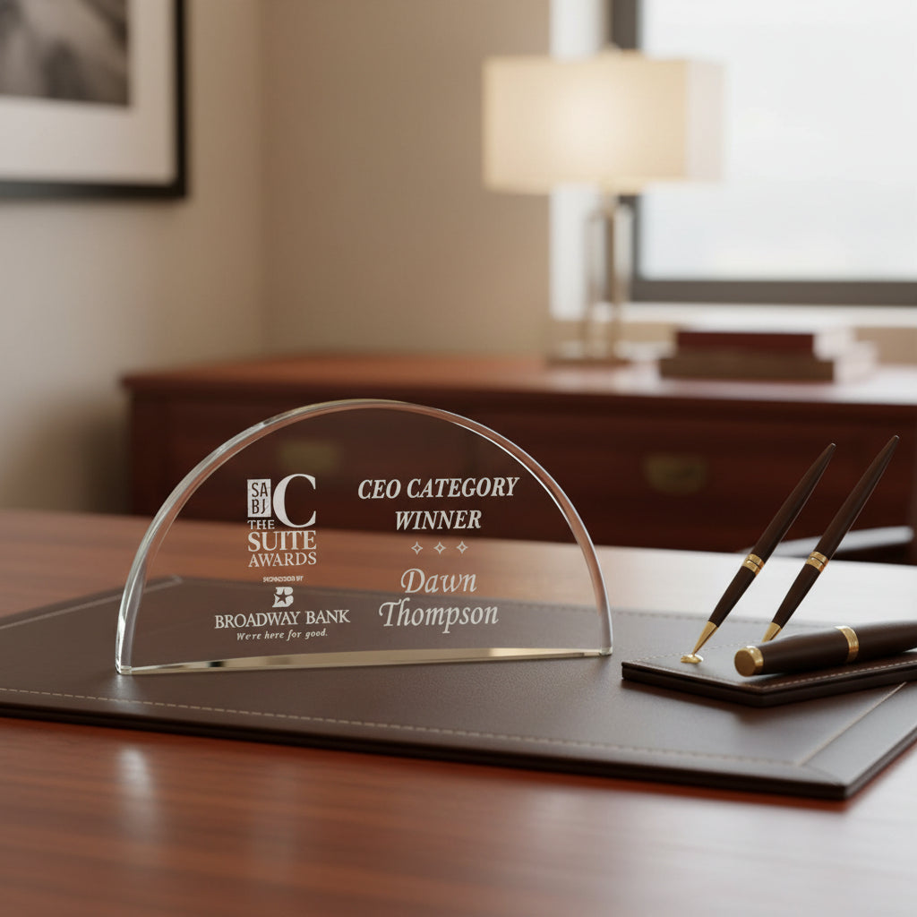Half Moon Crescent Crystal-Awards & Engraving