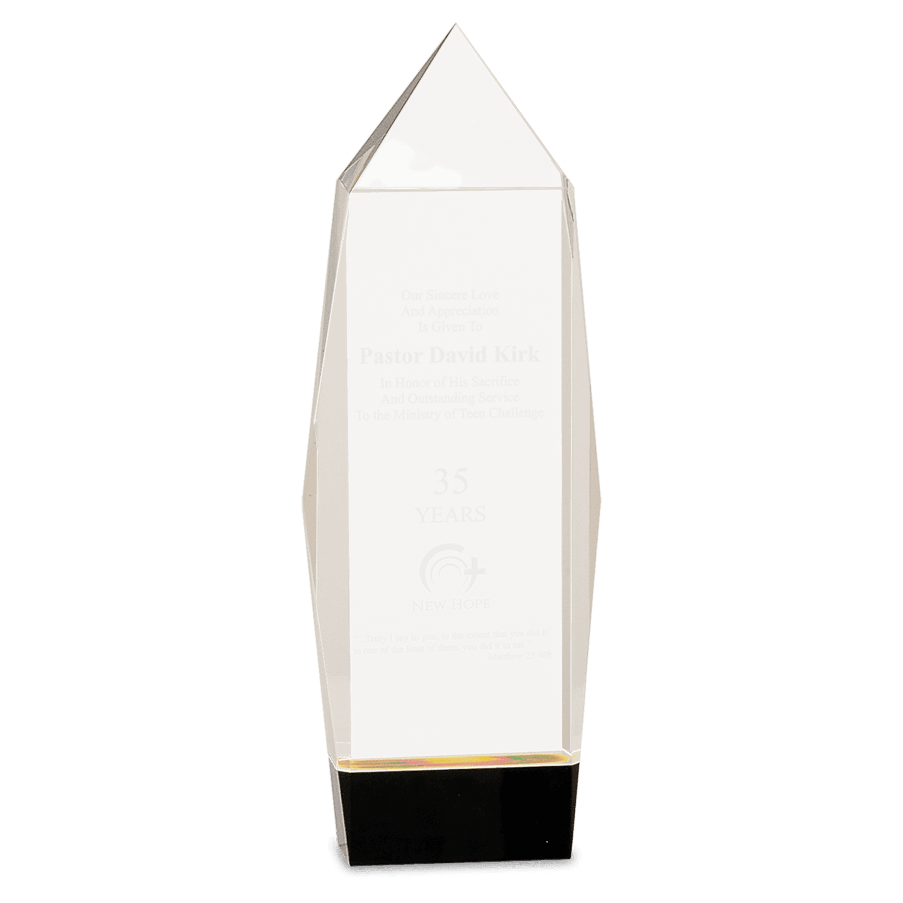 Clear Crystal Facet Rectangle on Black Base