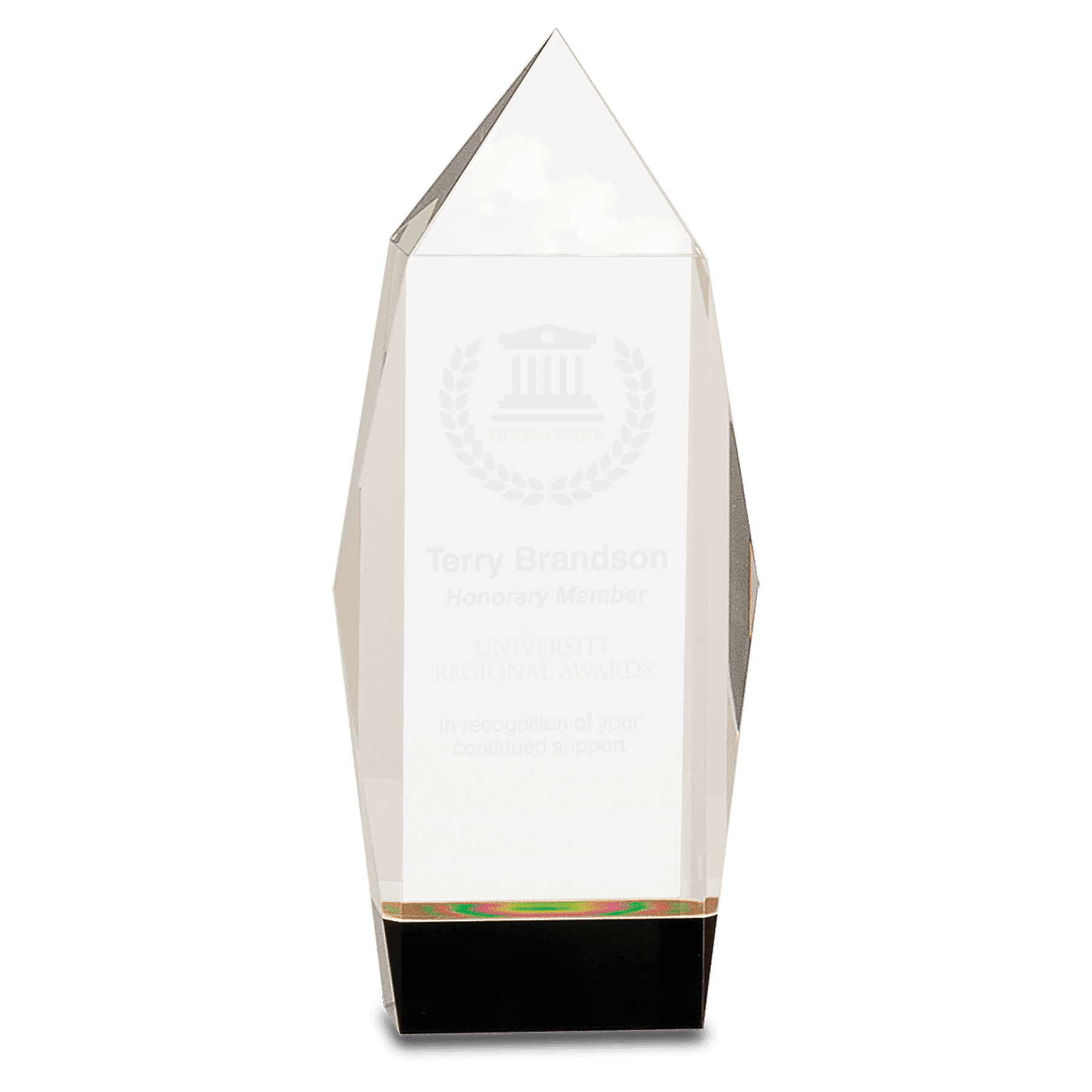 Clear Crystal Facet Rectangle on Black Base