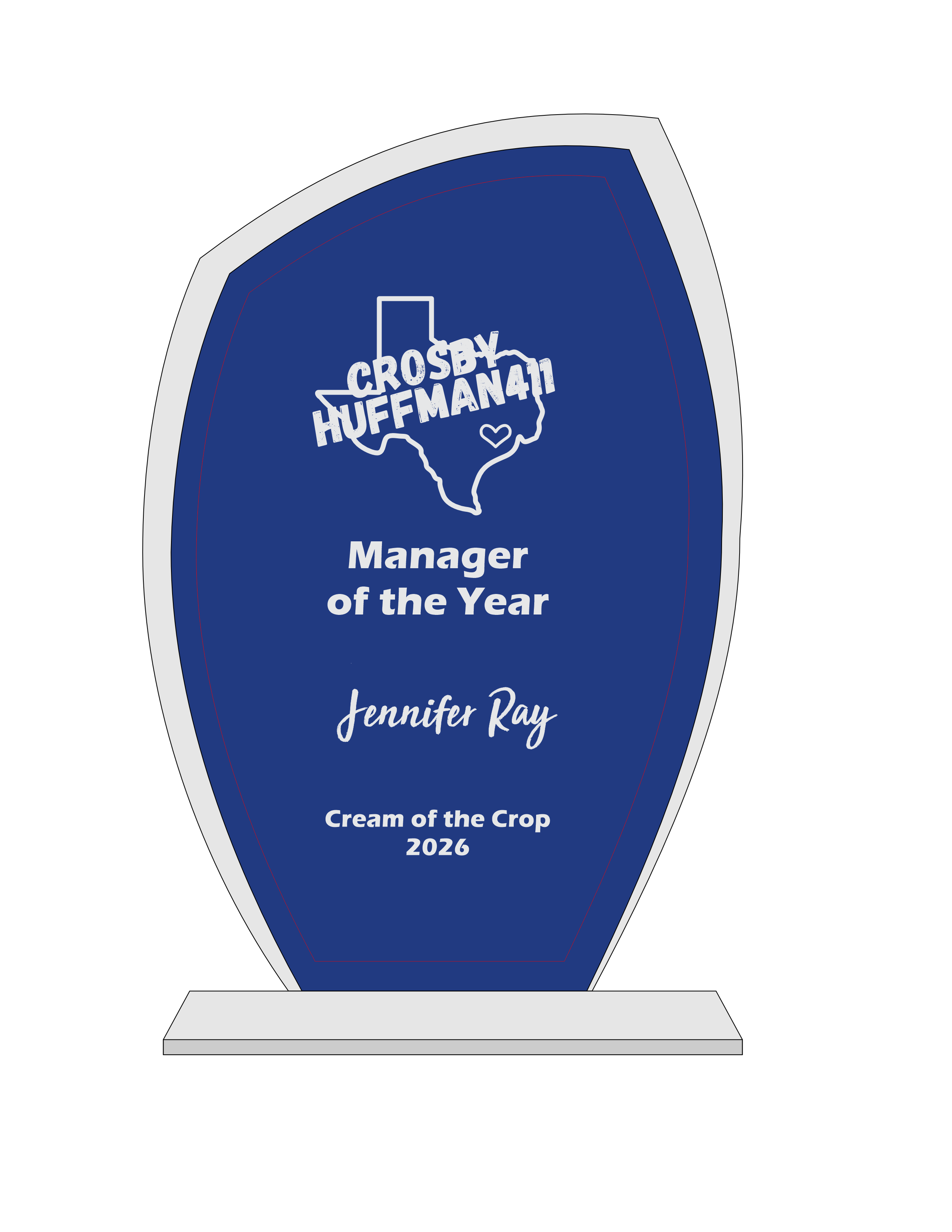 Crosby Huffman 411 Cream of the Crop Award-Awards & Engraving