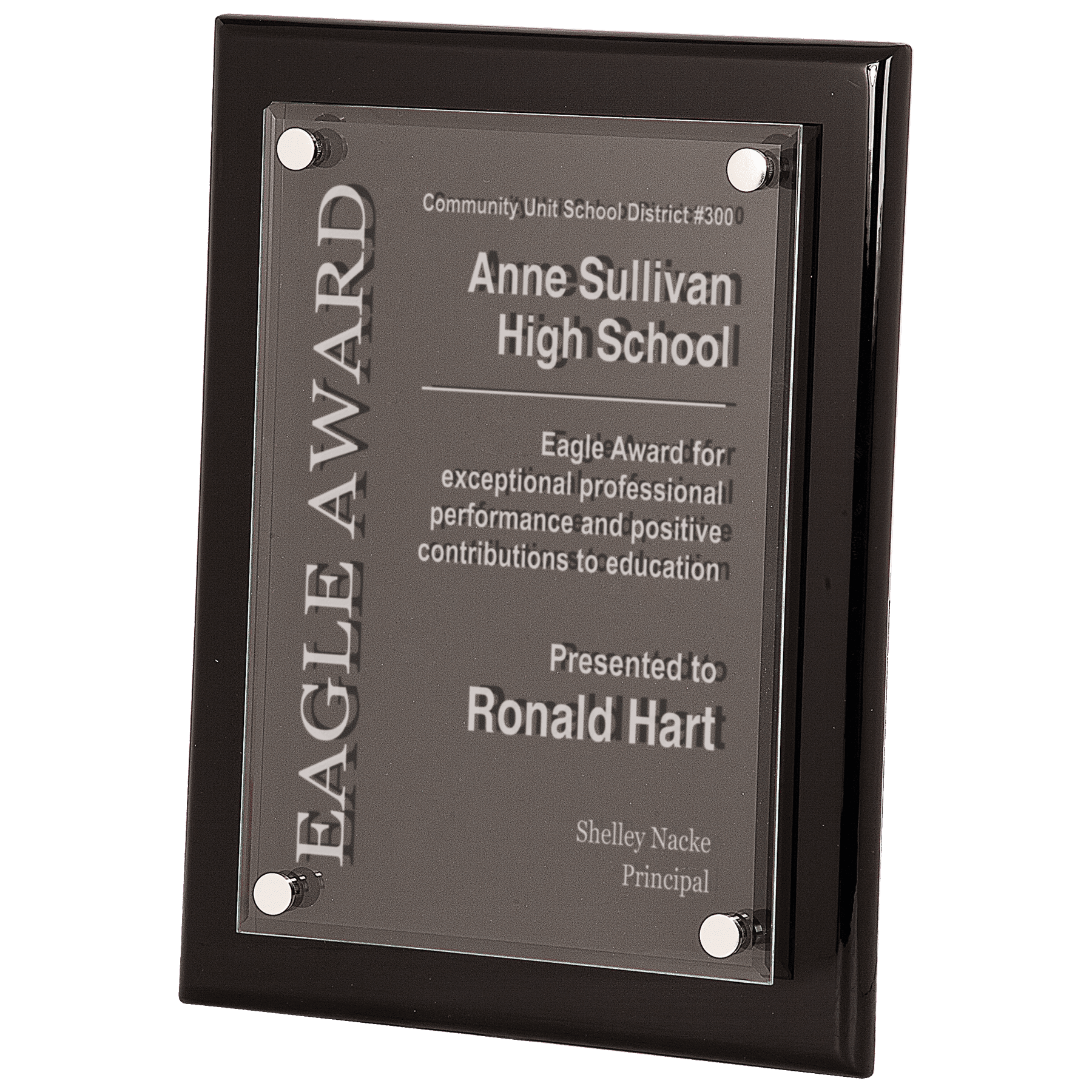 Black Piano Finish Plaque with Acrylic Plate