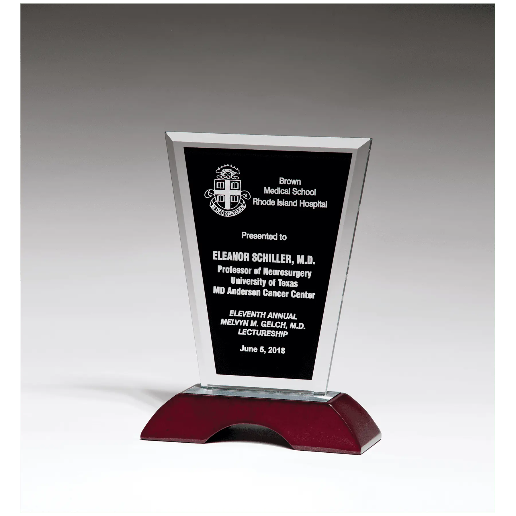 Black Silkscreened Clear Glass with High Gloss Rosewood Base