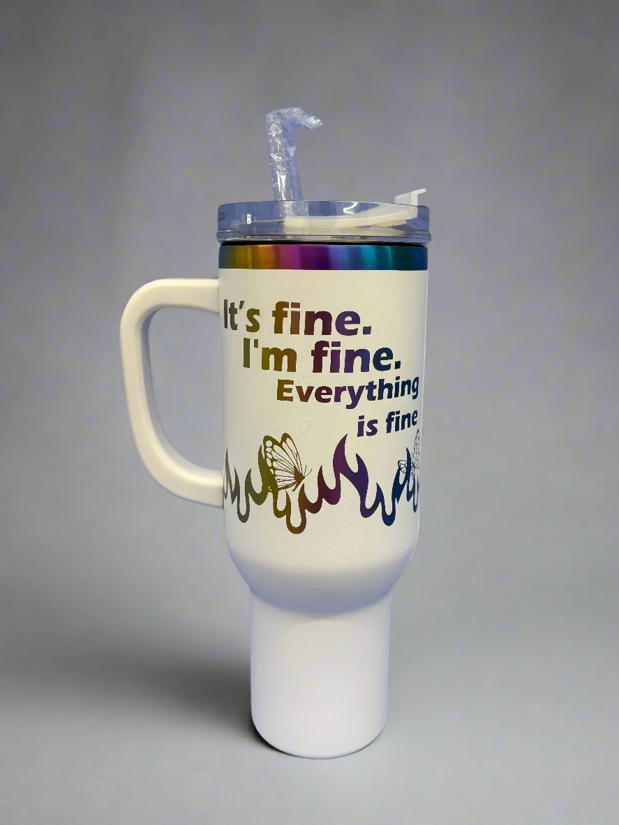I'm fine 40oz white prism mug