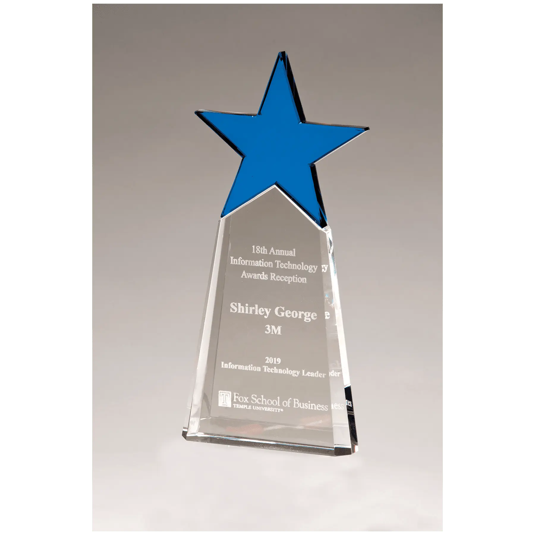 Blue Crystal Star on Clear Crystal Base