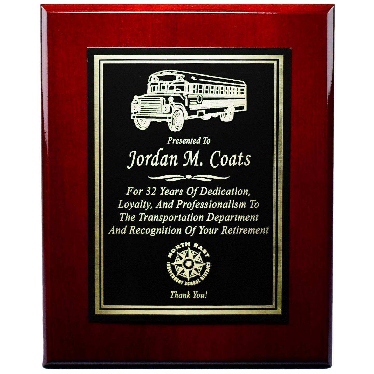 Rosewood Piano Finish Plaque With Plate-Awards & Engraving