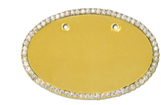 Gold Oval Rhinestone Name Badge