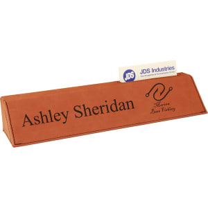 Rawhide leatherette desk wedge with business card holder