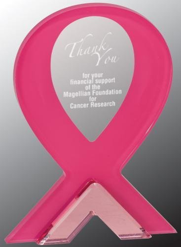 Pink Awareness Ribbon Acrylic Award