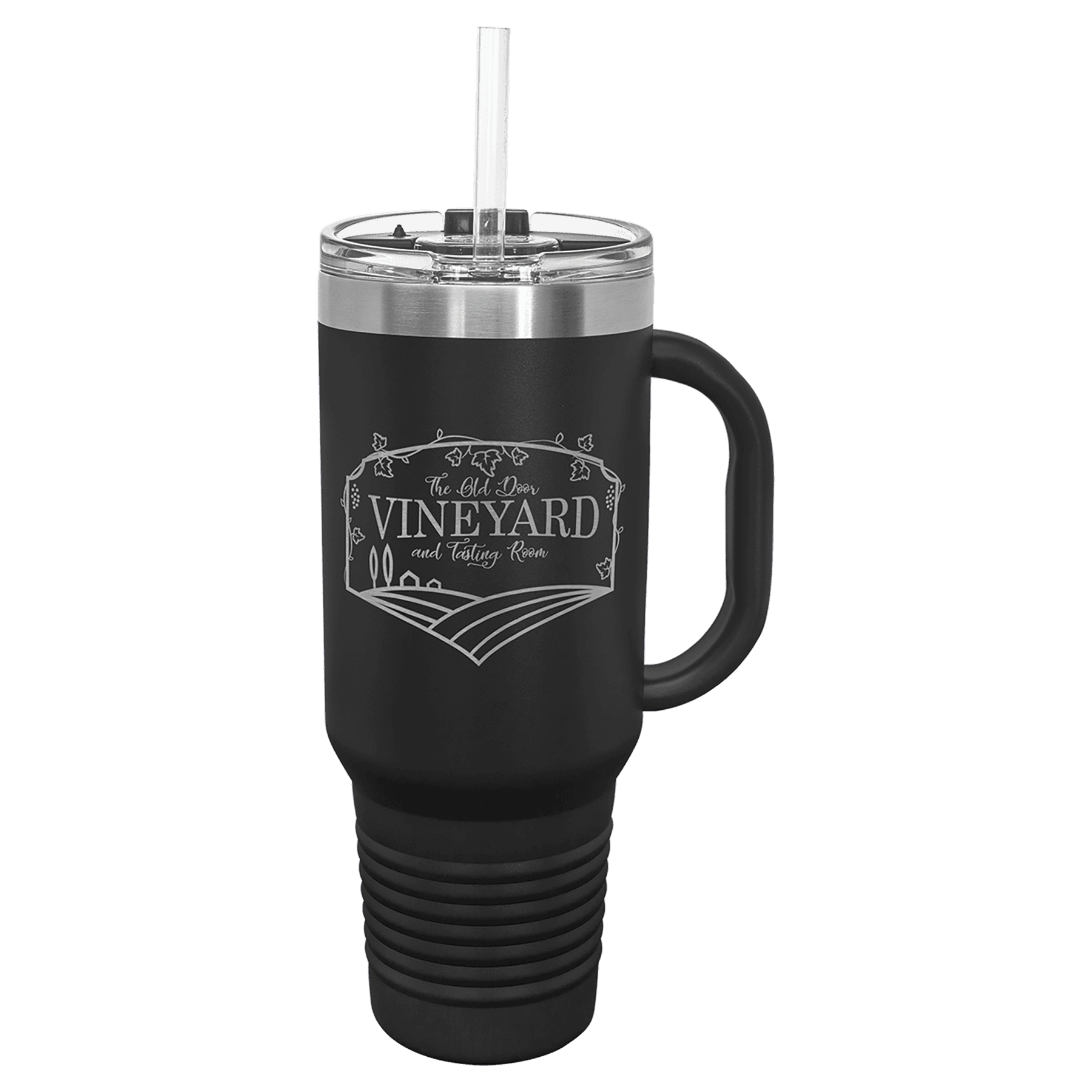 Personalized 40 oz. Travel Mug with Handle, Straw Included - Traditional Colors