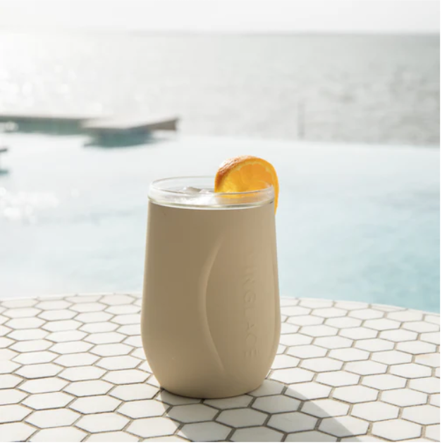 Vinglacé Glass-Lined Wine Glass – Sand | 10 oz Stainless Steel Wine Tumbler