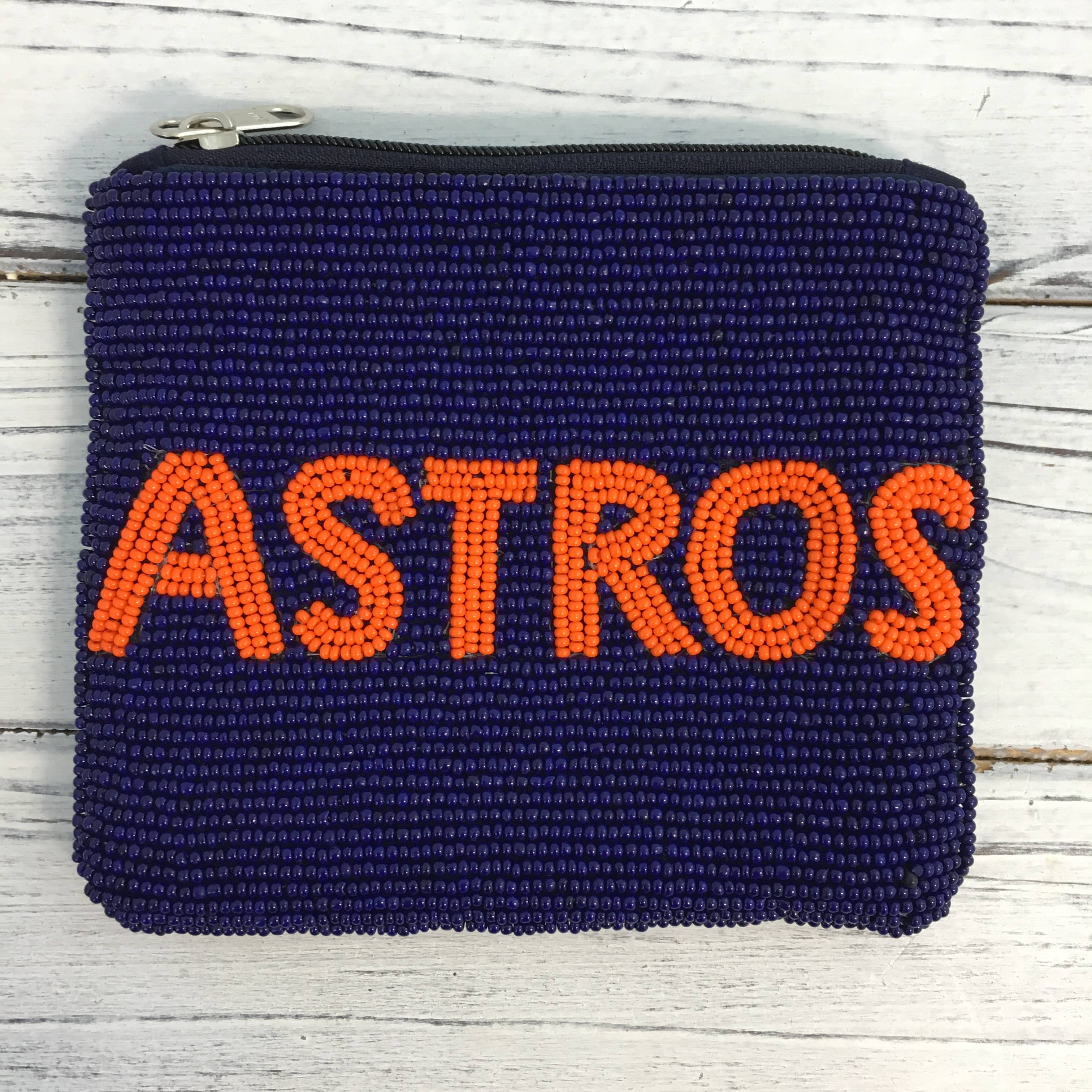 Beaded “ASTROS” coin purse