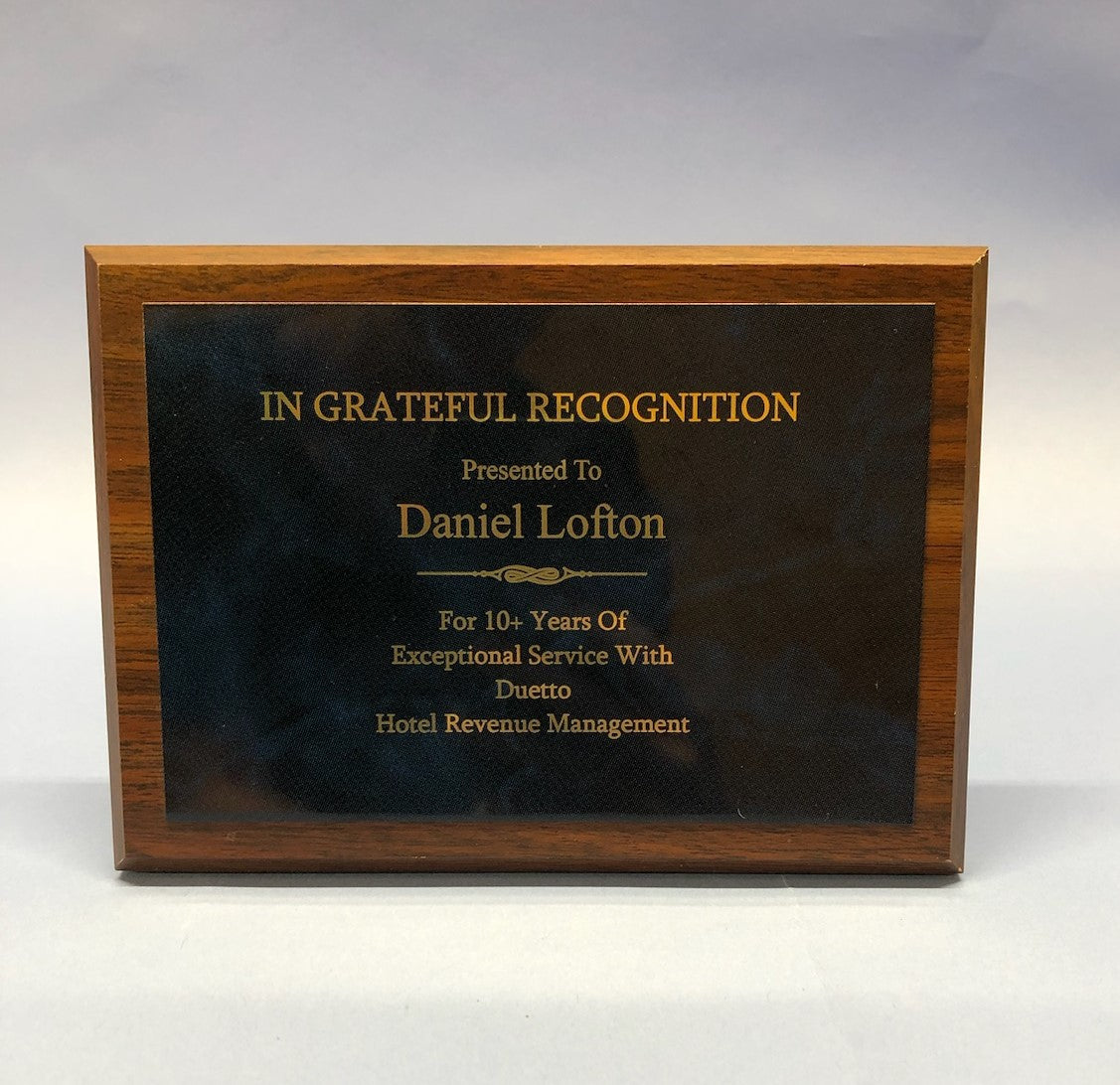 EConomy Cherry Finish Plaque Lasered