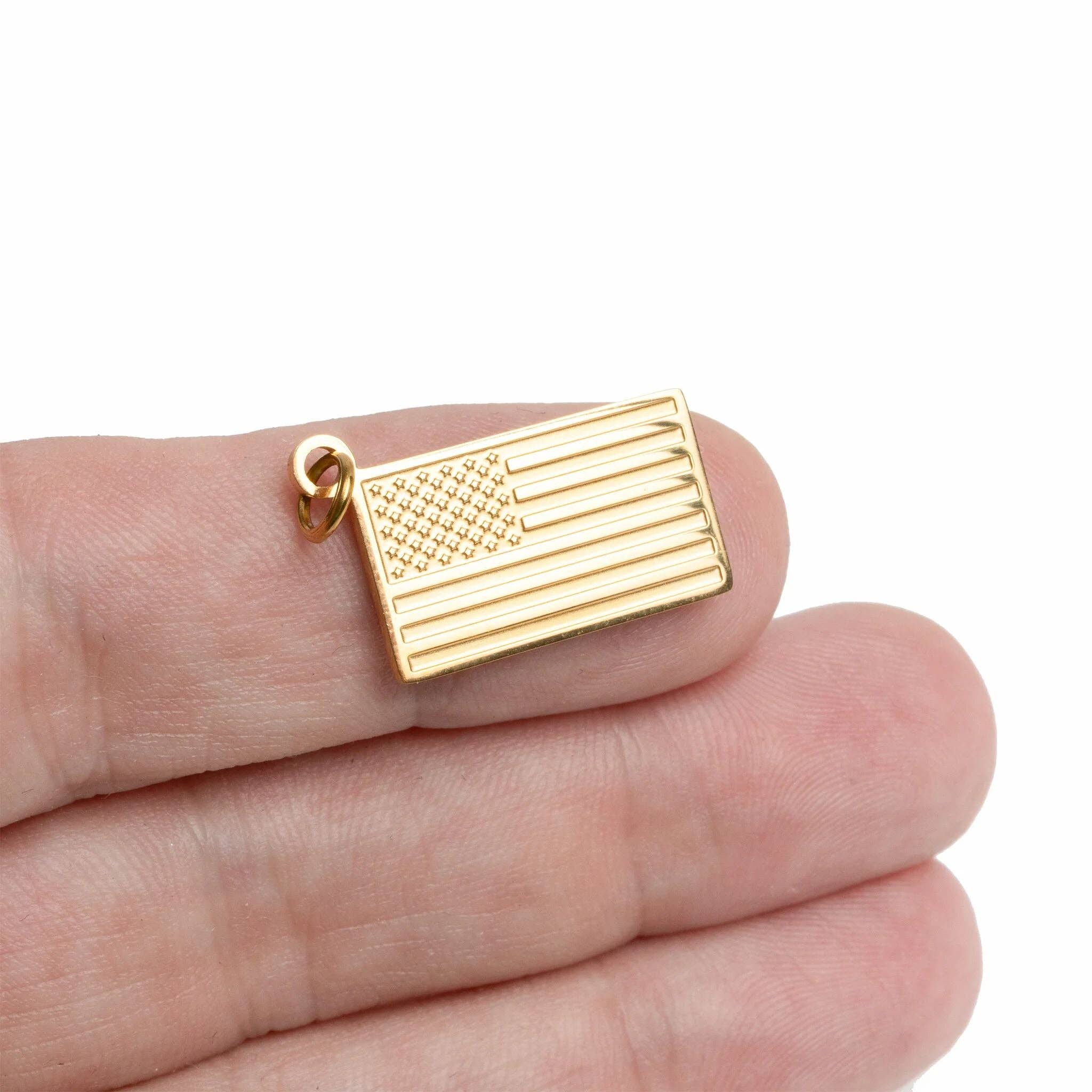 18K Gold PVD Stainless Steel Flag Charm