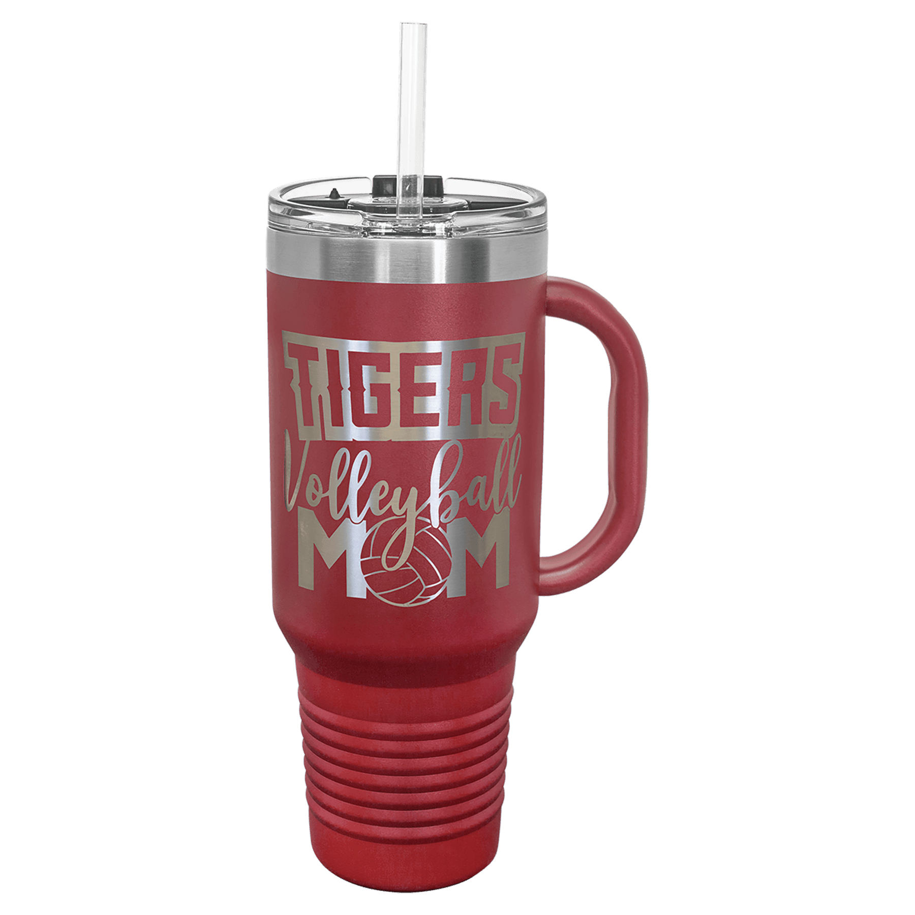 Personalized 40 oz. Travel Mug with Handle, Straw Included - Traditional Colors