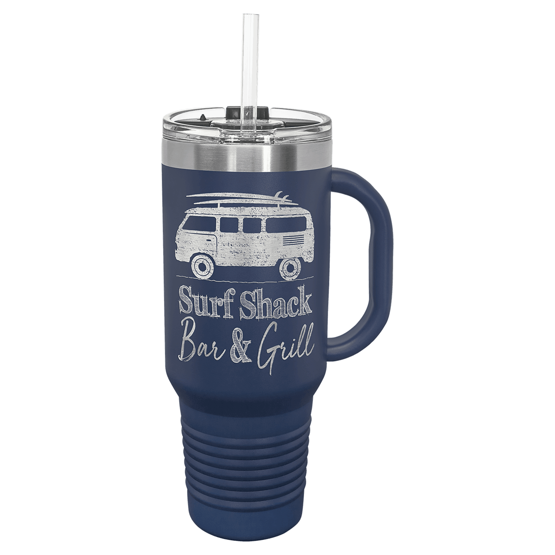 Personalized 40 oz. Travel Mug with Handle, Straw Included - Traditional Colors