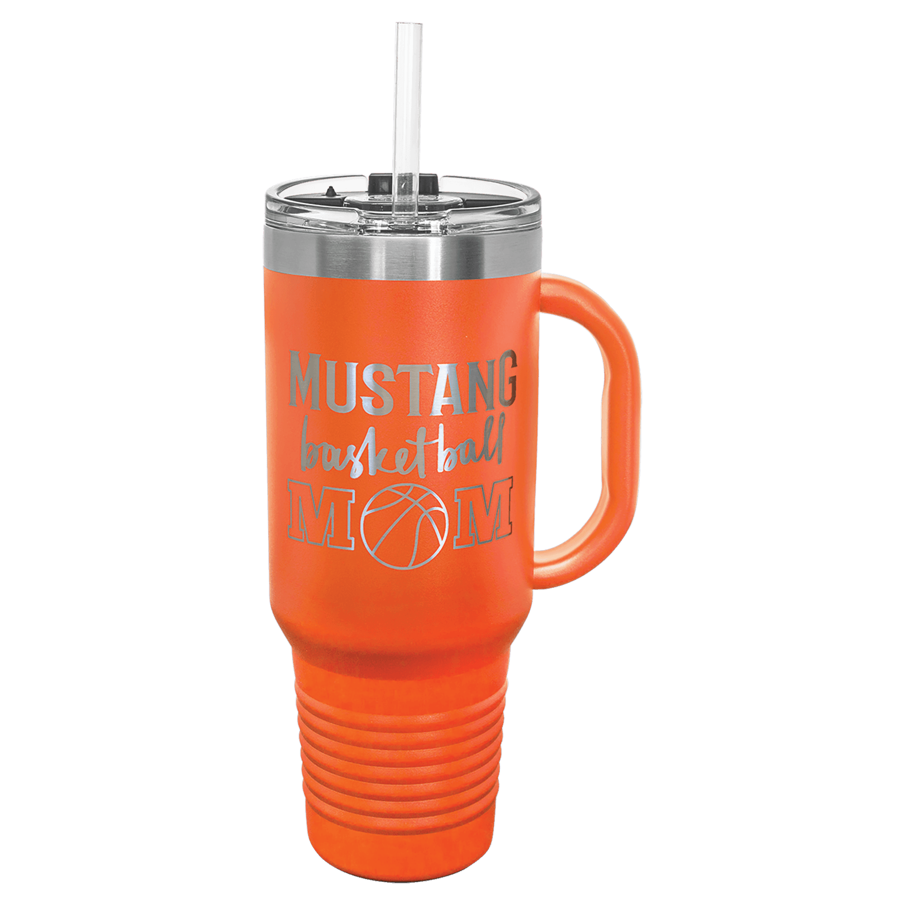 Personalized 40 oz. Travel Mug with Handle, Straw Included - Traditional Colors