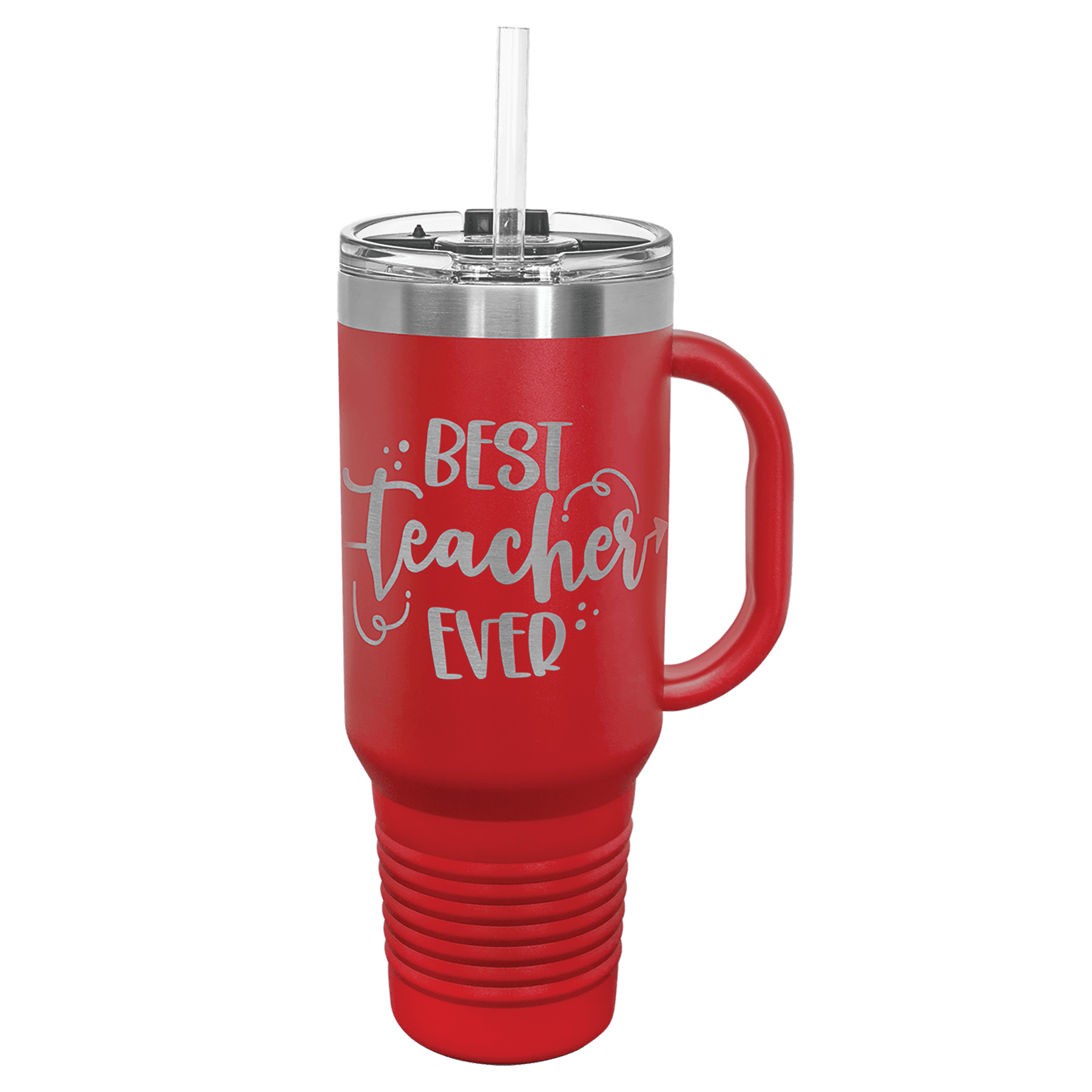 Personalized 40 oz. Travel Mug with Handle, Straw Included - Traditional Colors