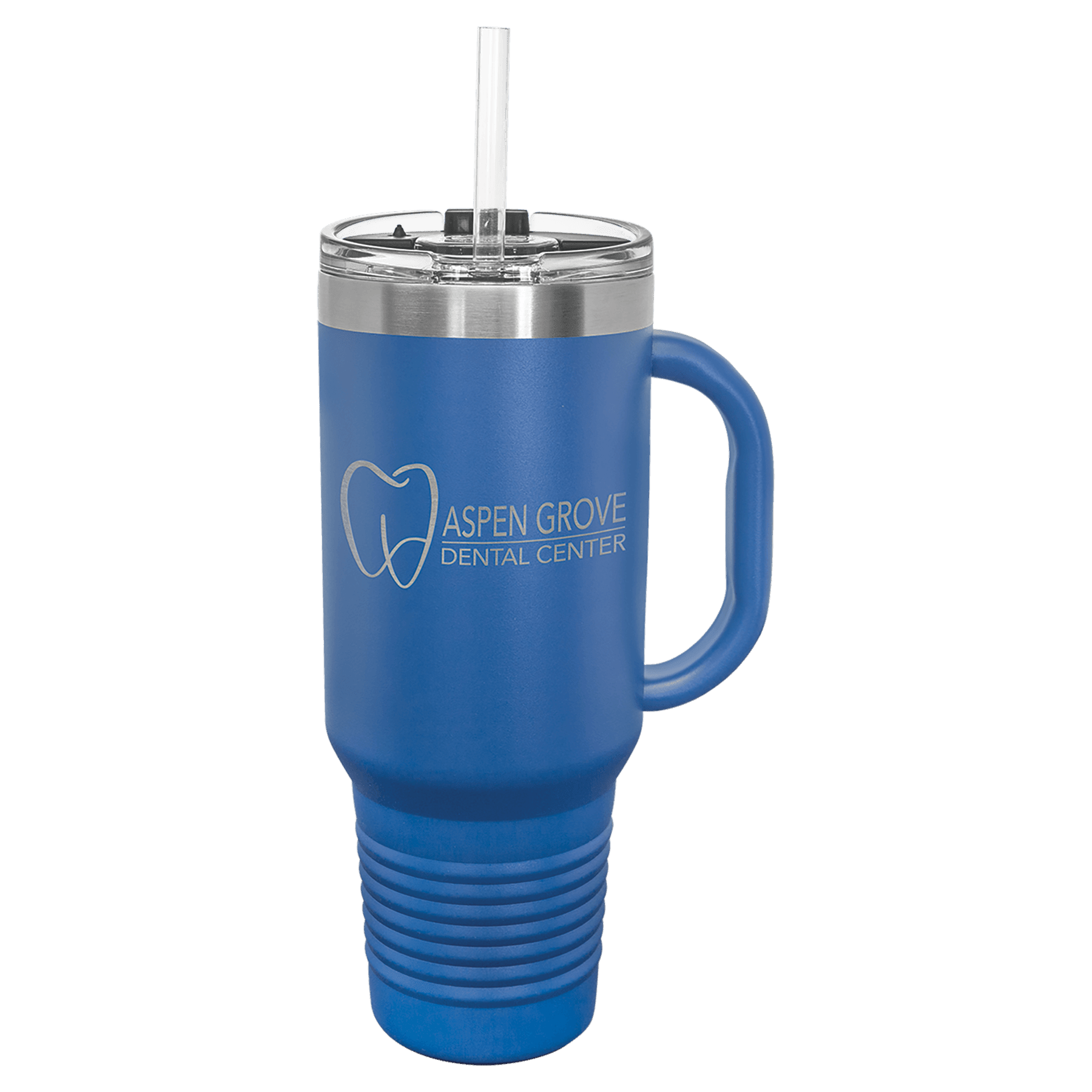 Personalized 40 oz. Travel Mug with Handle, Straw Included - Traditional Colors