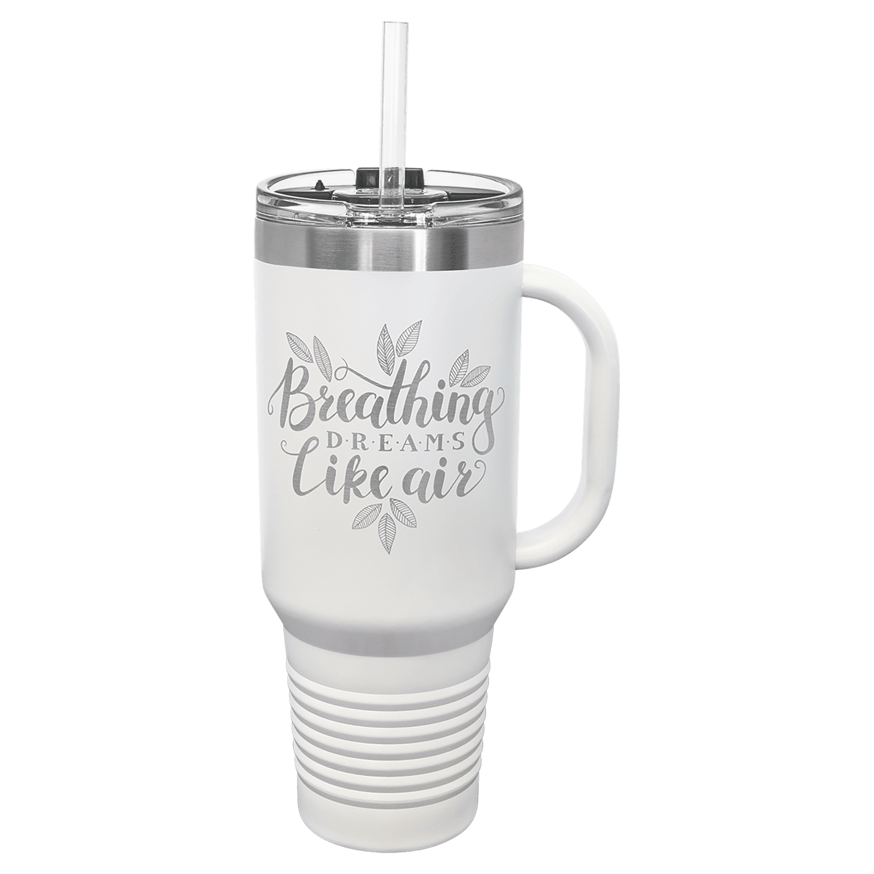 Personalized 40 oz. Travel Mug with Handle, Straw Included - Traditional Colors