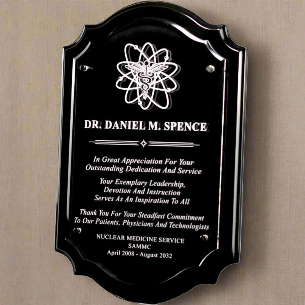 Scalloped Edge Plaque With Floating Acrylic Plate-Awards &amp; Engraving