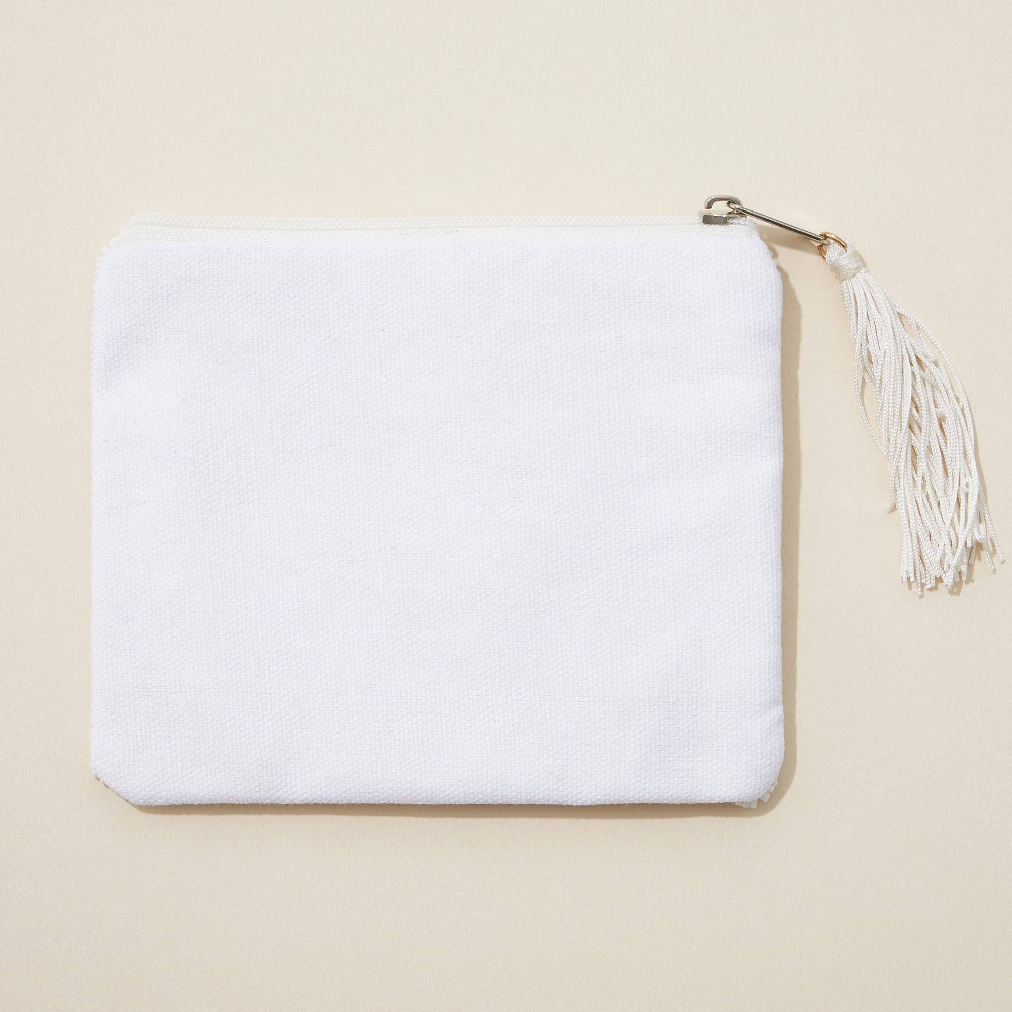 BRIDE AB Stone | Seed Bead Canvas Pouch with a Tassel