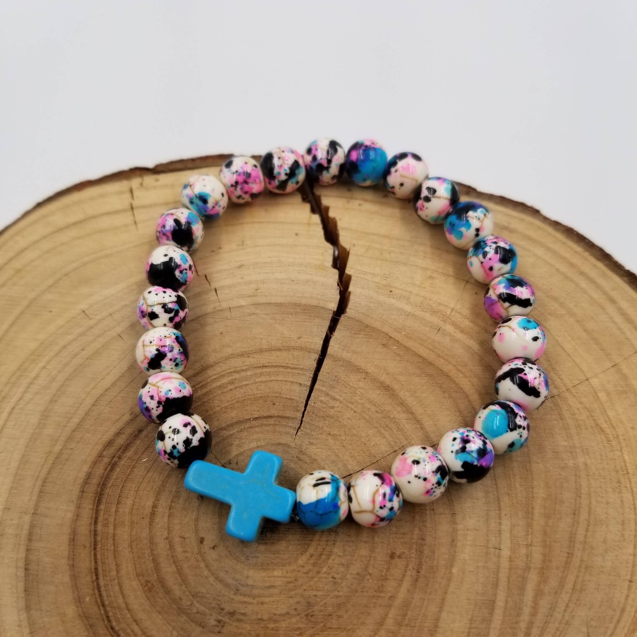 Natural Stone Friendship Cross Bracelet
