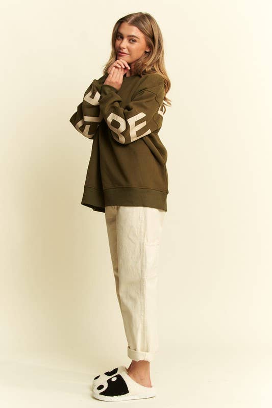 Be Yourself Love Yourself Printed Oversized Sweatshirt