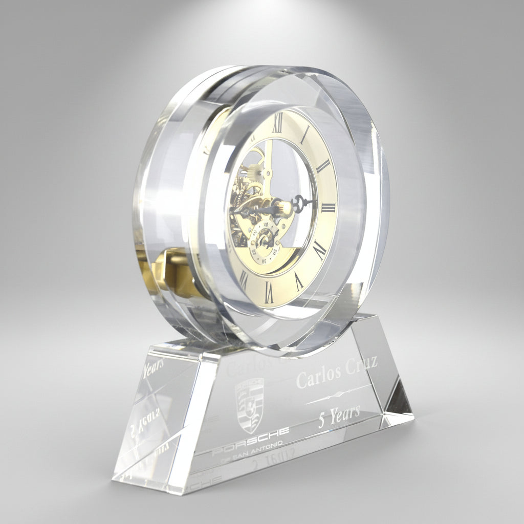 Crystal Desk Clock-Awards &amp; Engraving