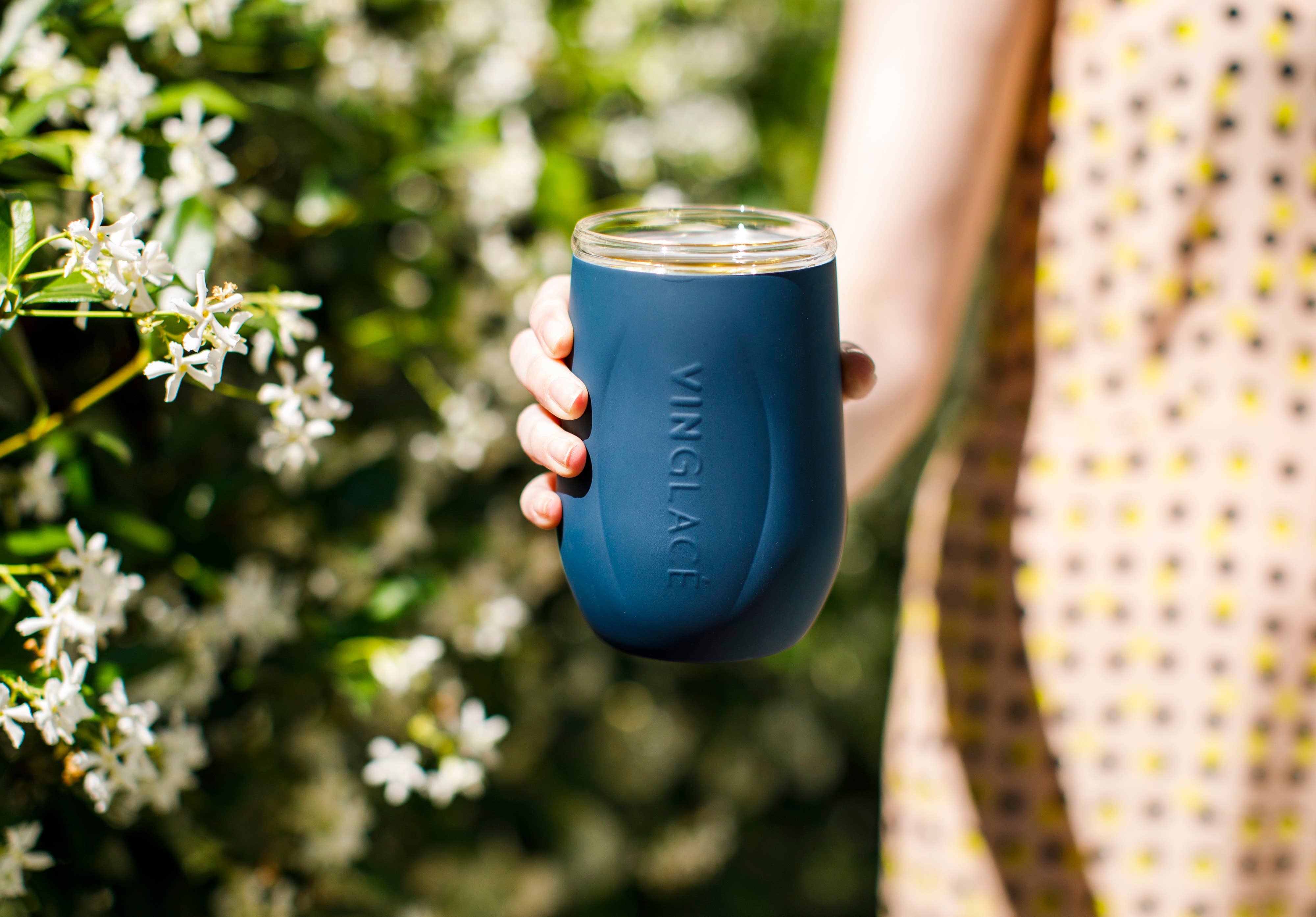 Vinglacé Glass-Lined Wine Glass – Navy | 10 oz Stainless Steel Wine Tumbler