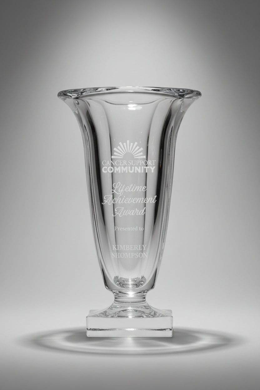 European Clear Crystal Herculean Footed Vase