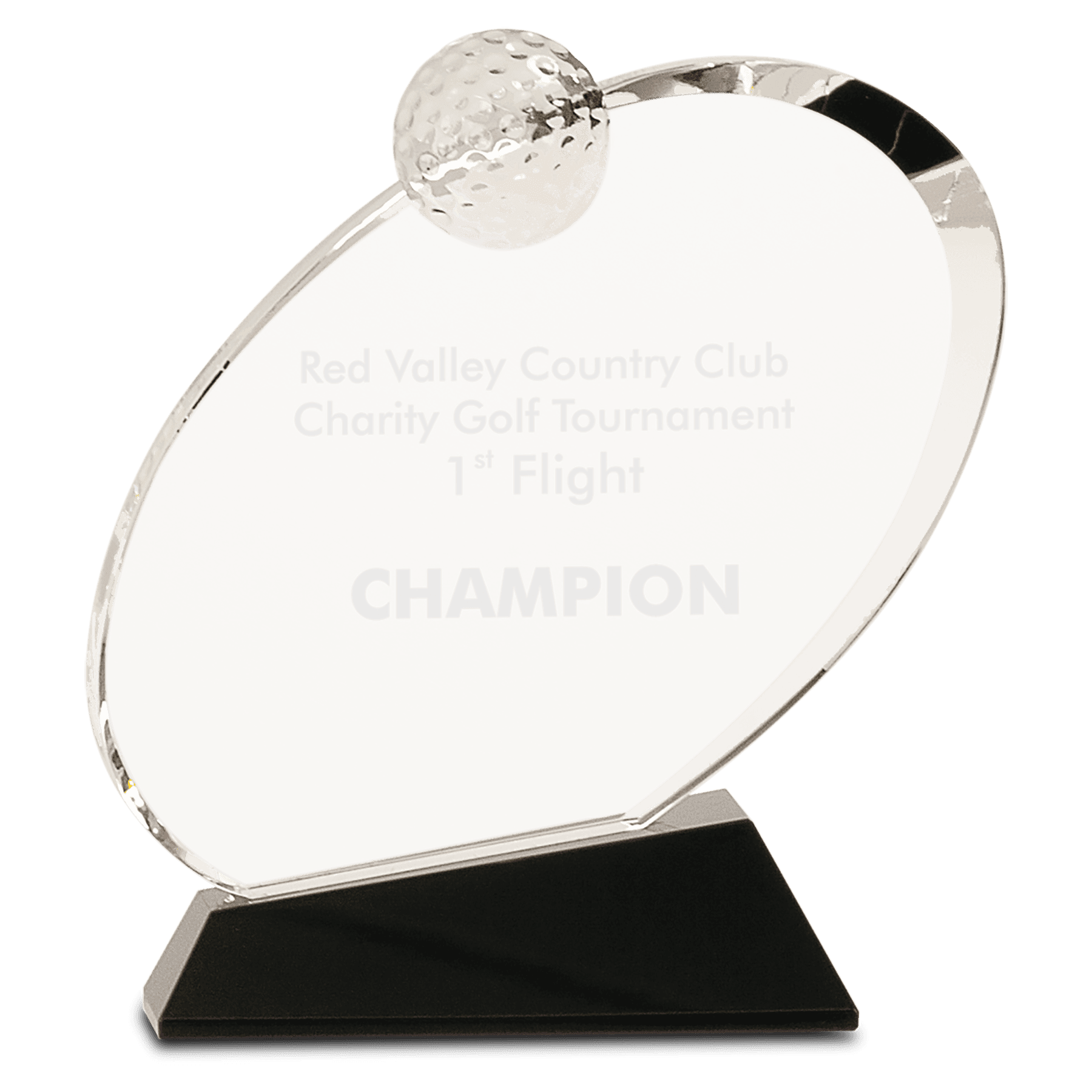 Clear Crystal Oblong Golf Award on Black Crystal Base