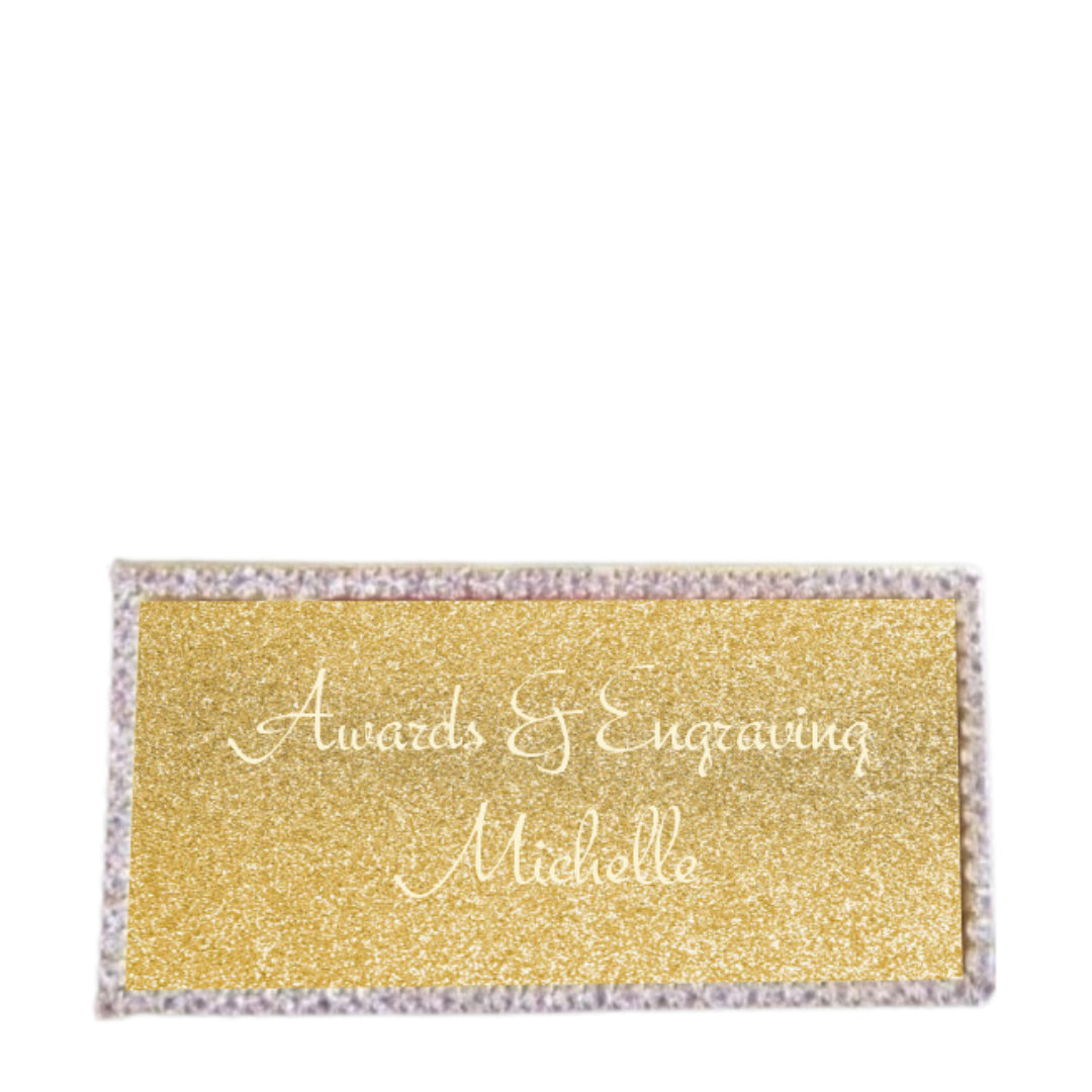 Gold Rectangle Rhinestone Name Badge