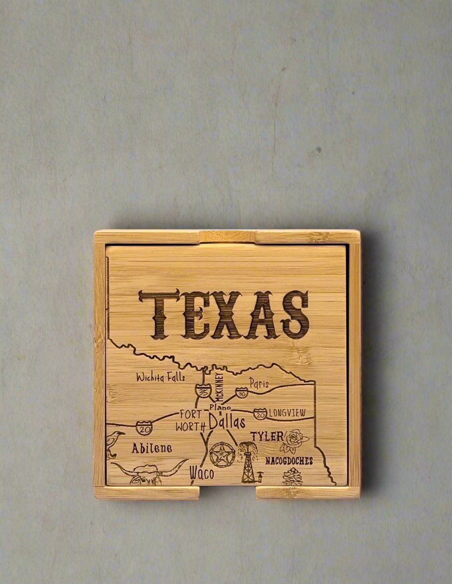 The Totally Bamboo® Texas Puzzle Coaster Set