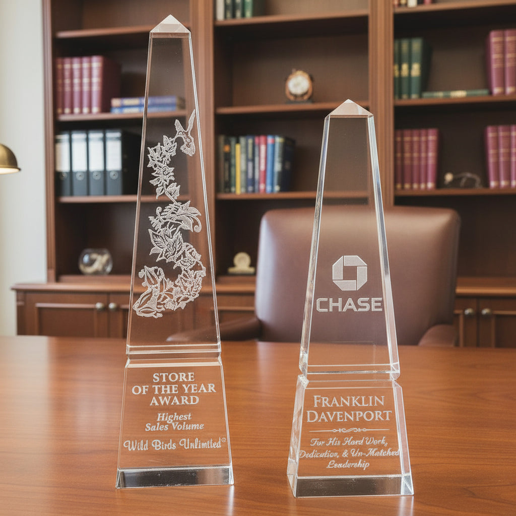 Optic Crystal Groove Obelisk-Awards &amp; Engraving