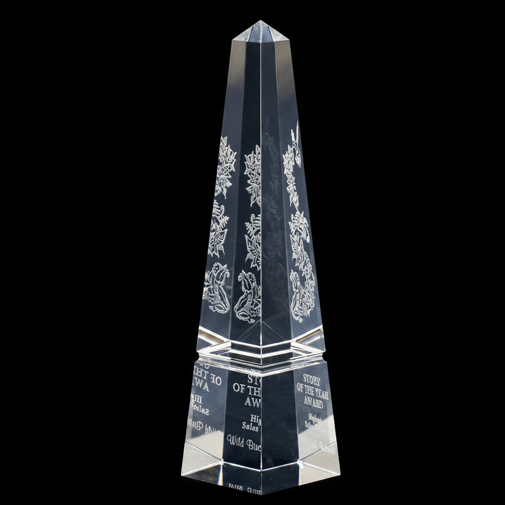 Optic Crystal Groove Obelisk-Awards &amp; Engraving