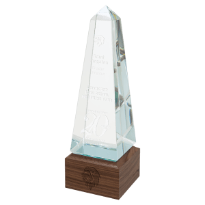 Sierra Glass Obelisk with Walnut Base