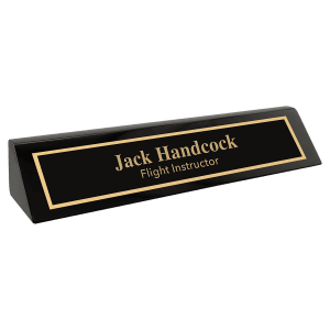 Black Piano Finish Desk Name Wedge