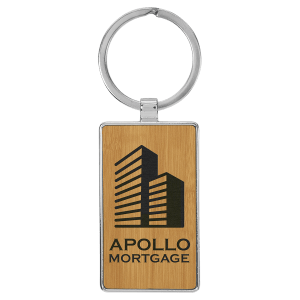 Laserable Leatherette Rectangle Keychain