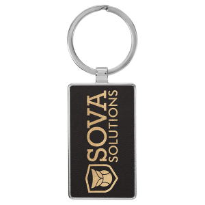 Laserable Leatherette Rectangle Keychain