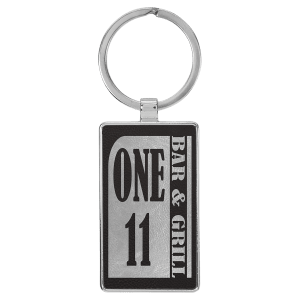 Laserable Leatherette Rectangle Keychain